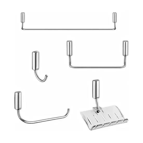Kit de Acessórios para Banheiro Idea - Cromado - 5 Peças