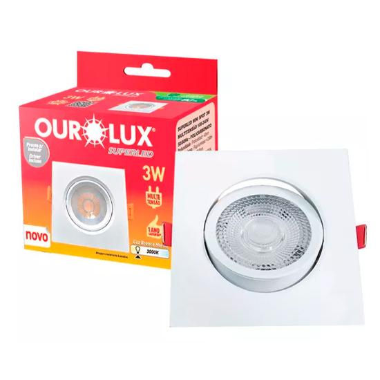 Spot Led Semi-Embutir Quadrado - 3W - Luz Amarela